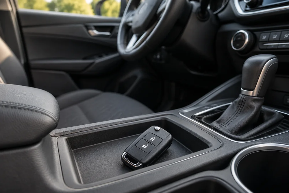 Typical vehicle key and interior